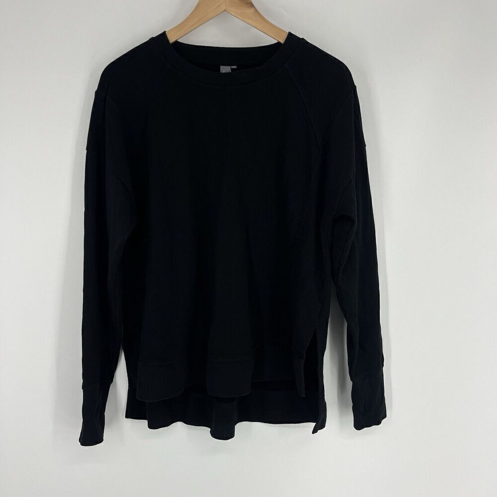 Sweaty Betty Sweatshirt Size Medium Womens Black After Class Oversized Split Hem